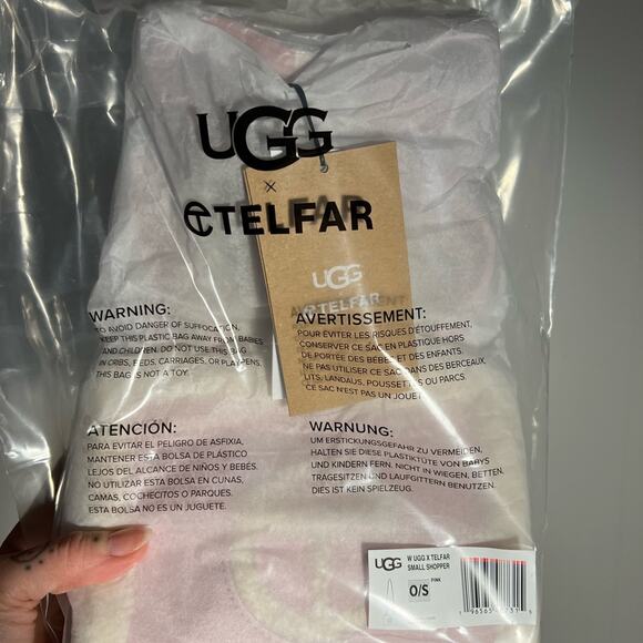 Ugg x telfar NWT pink suede shearling small shopper tote bag christmas - Picture 4 of 6